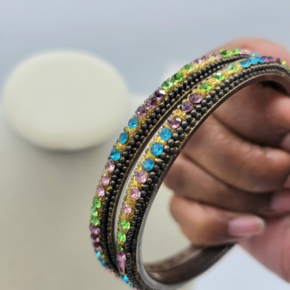 Bangle Bracelet Set | Two Blingly Colorful Bracelets - Picture 7 of 7